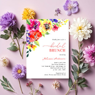 Invitation Aquarelle Moderne Brillant Floral Bridal Brunch