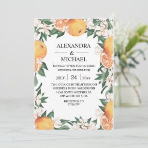 Invitation Aquarelle moderne Citrus Boho Mariage botanique