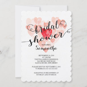 Invitation Aquarelle moderne Coeurs de douche nuptiale Invita