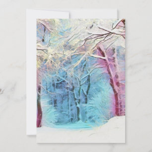 Invitation Aquarelle moderne d'arbres enneigés colorés