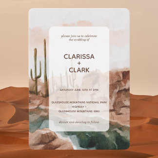 Invitation Aquarelle moderne Desert Cactus Mariage Paysage