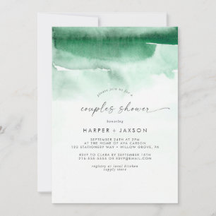 Invitation Aquarelle moderne   Douche Couples Vertes