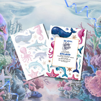 Invitation Aquarelle moderne et élégante baby shower animal m
