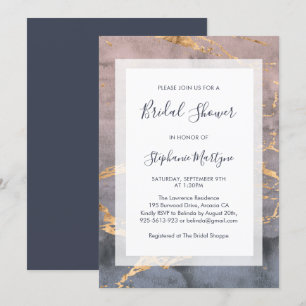 Invitation Aquarelle moderne et Fête des mariées or