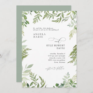 Invitation Aquarelle moderne Eucalyptus Parents Sage Mariage