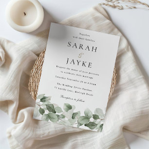 Invitation Aquarelle moderne Feuille verte Mariage élégant