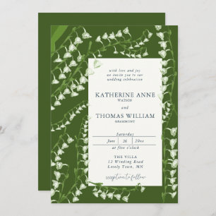 Invitation Aquarelle moderne Floral Lily Valley Mariage vert