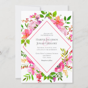 Invitation Aquarelle moderne Floral Mariage