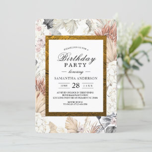 Invitation Aquarelle moderne Floral Orchid Gold Frame
