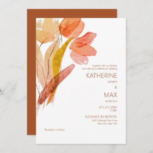 Invitation Aquarelle moderne Floral Terracotta Pas de parents