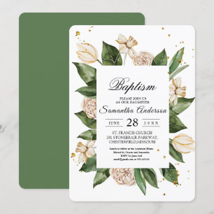 Invitation Aquarelle moderne Floral Vert & Jaune Cadre