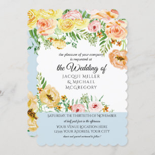 Invitation Aquarelle moderne Flore floue de marmite jaune per