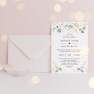 Invitation Aquarelle moderne Gold Airy Mariage de verdure