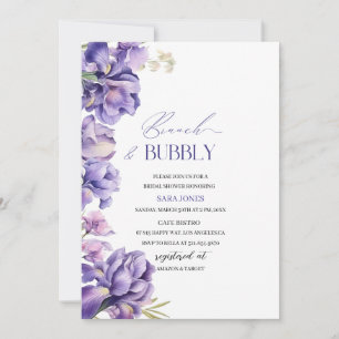 Invitation Aquarelle moderne Iris Lilac Fête des mariées Brun