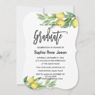 Invitation Aquarelle moderne Lemon DIPLÔME tropical
