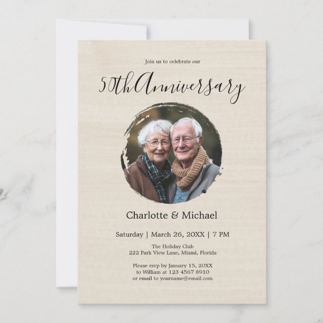 Invitation Aquarelle moderne Mariage Anniversaire Beige Photo (Devant)