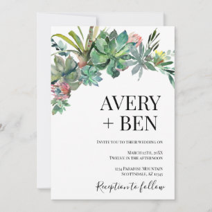 Invitation Aquarelle moderne Mariage de verdure succulent