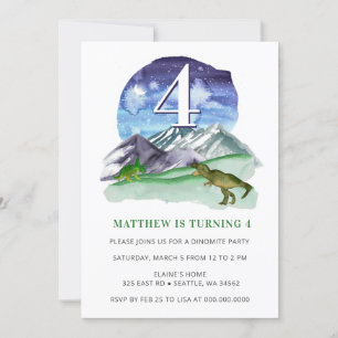 Invitation Aquarelle moderne mignonne Dinosaure Vert Annivers