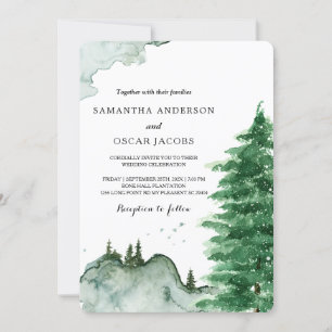 Invitation Aquarelle moderne Nature d'hiver Arbres verts Invi