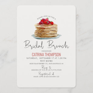 Invitation Aquarelle moderne Pancakes Bridal Brunch Douche