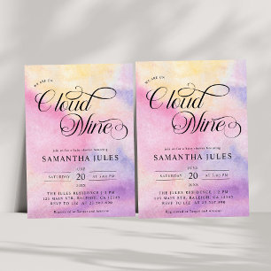 Invitation Aquarelle moderne Pastel Cloud Neuf Baby shower