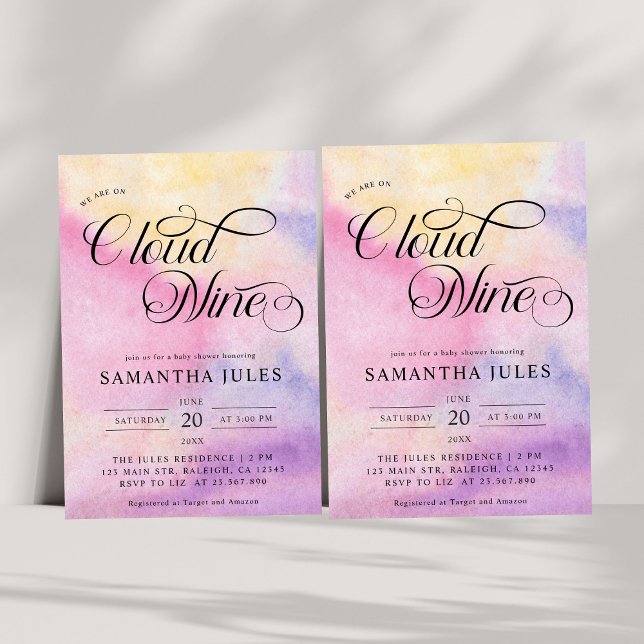 Invitation Aquarelle moderne Pastel Cloud Neuf Baby shower (Créateur téléchargé)