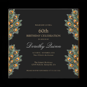 Invitation Aquarelle moderne Peacock Feathday