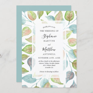 Invitation Aquarelle moderne Peint Feuille Mariage de feuilla