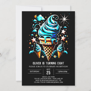 Invitation Aquarelle Moderne Personnalisé Garçon Crème de gla