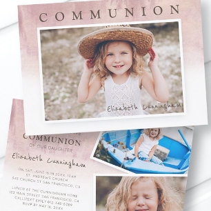Invitation Aquarelle moderne Photo Première communion Invitat