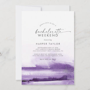 Invitation Aquarelle moderne   Purple Bachelorette Week-end