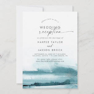 Invitation Aquarelle moderne   Réception de mariage Turquoise