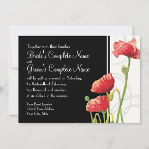 Invitation Aquarelle moderne Rouge Poppies de pavot tordes No