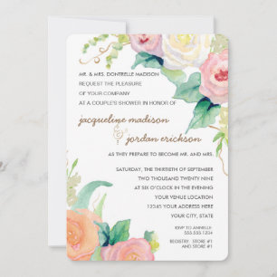 Invitation Aquarelle moderne simple Roses floraux corail rose