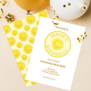 Invitation Aquarelle moderne soleil 1er anniversaire Invitati