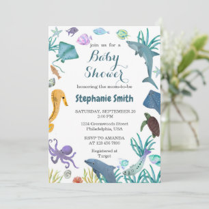 Invitation Aquarelle moderne sous le Baby shower marin