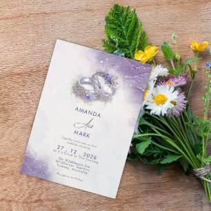 Invitation Aquarelle Moderne tendance Élégant Mariage Lilac
