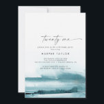 Invitation Aquarelle moderne | Turquoise fête du 21e annivers<br><div class="desc">Cet aquarelle moderne turquoise 21ème anniversaire invitation est parfait pour une fête d'anniversaire design contemporain. La collection design minimaliste,  classique et élégante présente de simples touches de peinture couleur à l'eau dans de jolis tons bijoux.</div>