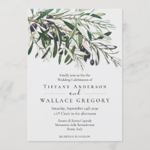 Invitation Aquarelle moderne verdure Olive botanique