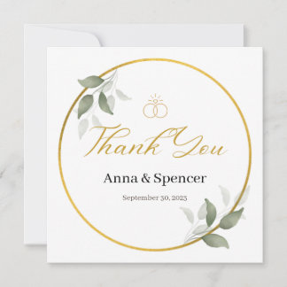Invitation Aquarelle moderne Vert Merci mariage Faveur