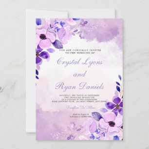 Invitation Aquarelle moderne violet lavande Mariage floral