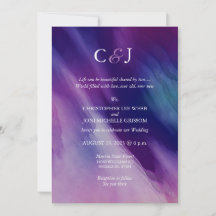 Aquarelle moderne violet Mariage bleu marine