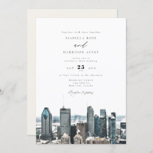 Invitation Aquarelle Montréal Canada City Skyline Mariage