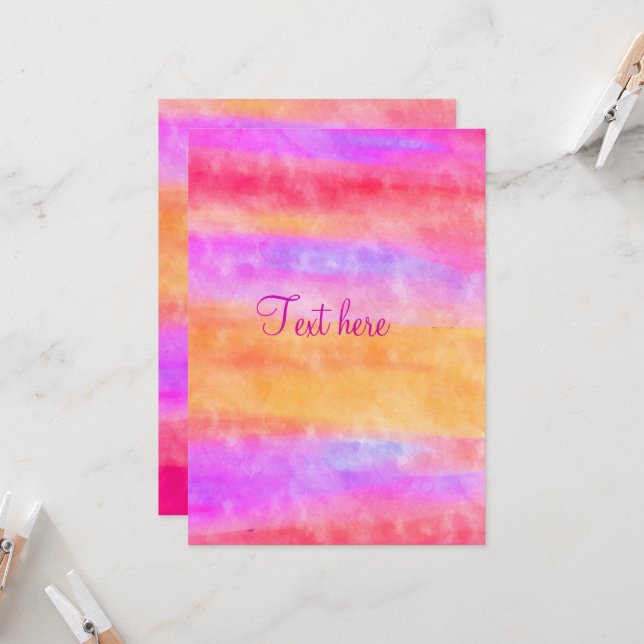 Invitation aquarelle multi-couleurs personnalisée (Devant/Arrière en situation)