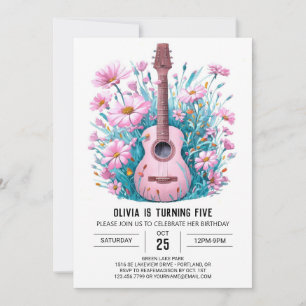 Invitation Aquarelle Musique Magique Guitare Anniversaire
