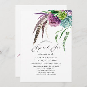 Invitation Aquarelle mystique Boho Succulent Sip et voir
