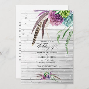 Invitation Aquarelle mystique Succulents Mariage bohème