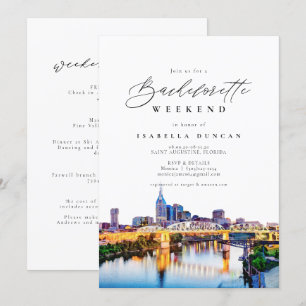 Invitation Aquarelle Nashville Bachelorette Itinéraire et