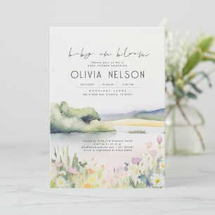 Invitation Aquarelle Nature et Baby shower Fleur sauvage