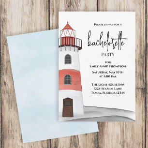 Invitation Aquarelle Nautique Bachelorette Party Phare